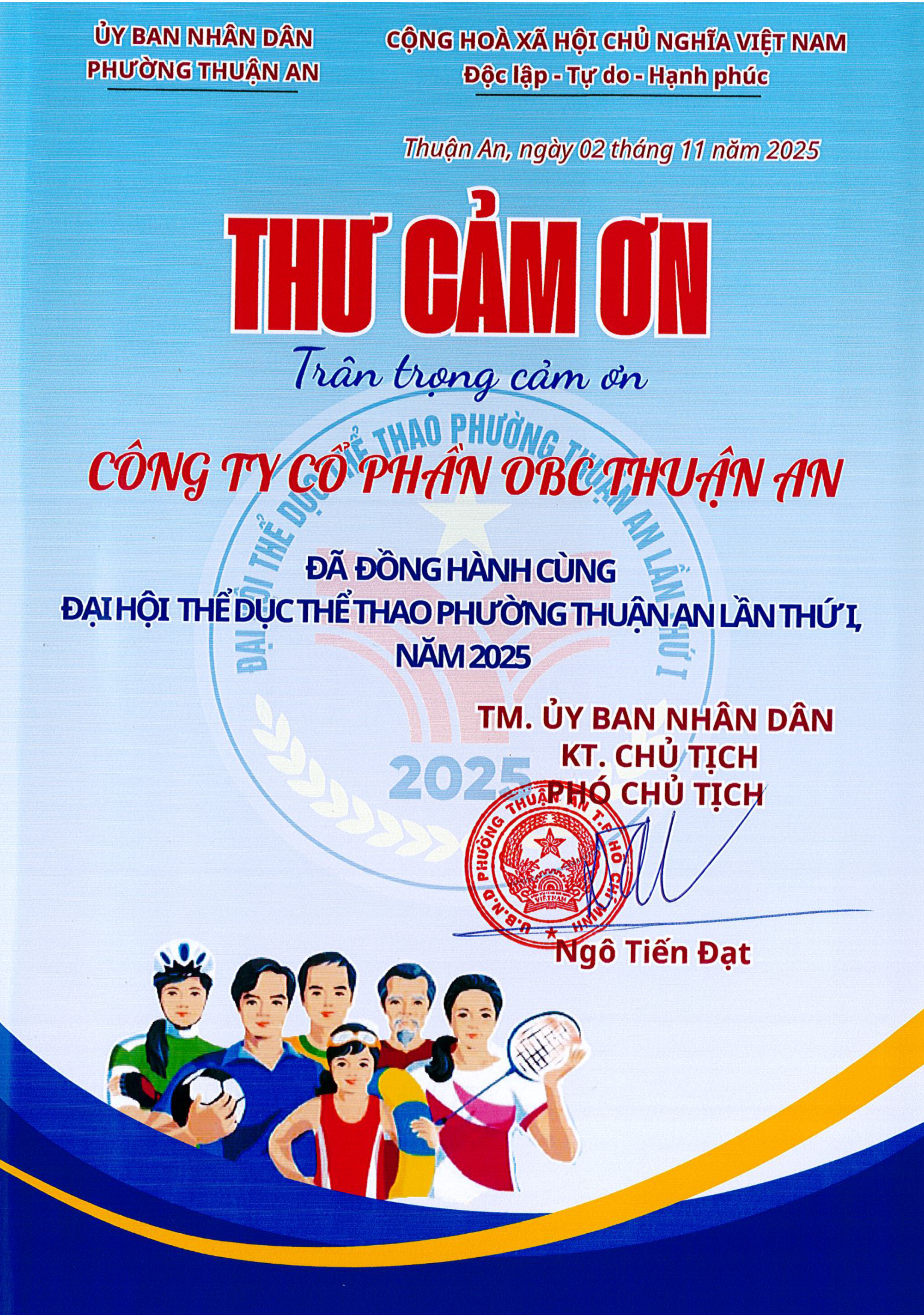 Đồng hành Tổ chức Đại hội TDTT phường Thuận An lần 1